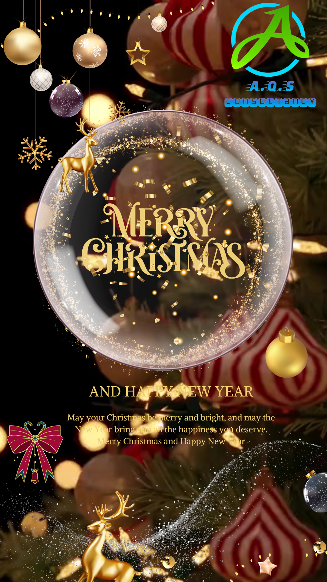 Black and Gold Elegant Merry Christmas Mobile Video